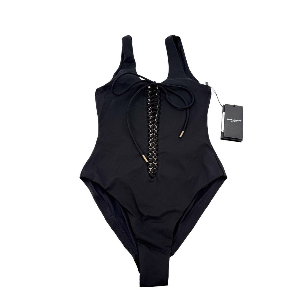 NWT Saint Laurent Size XS Maillot Saharienne Lace-Up One-Piece Swimsuit $1,400 - Picture 7 of 13